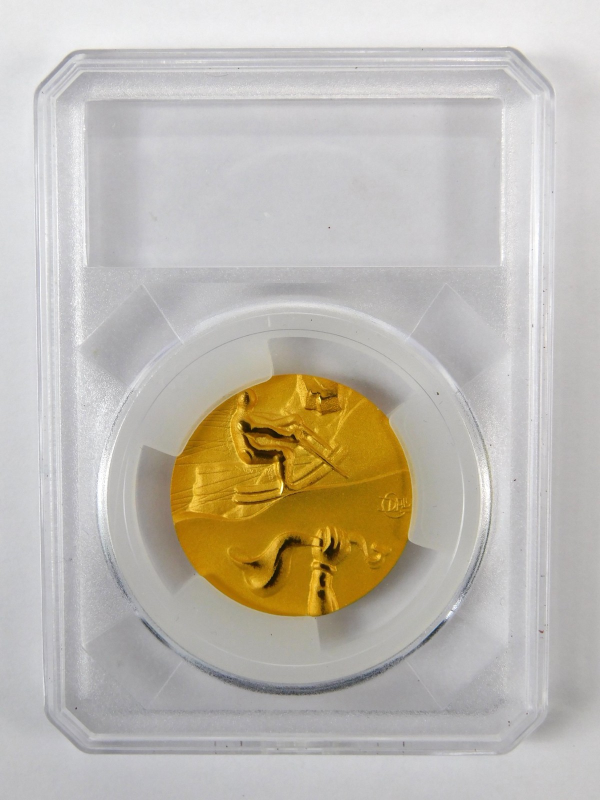 US 1984 Salvador Dali Olympic Games Gold Medal Medallion Round Coin Ski Skiing