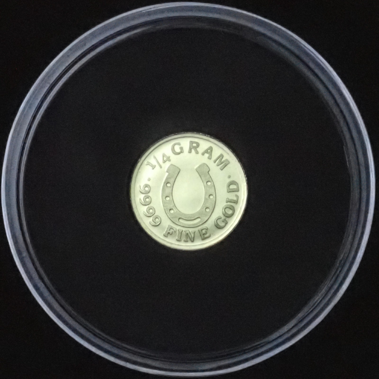 1/4 Gram .9999 PURE FINE GOLD Round In Capsule – Monarch Metals Lucky Horseshoe