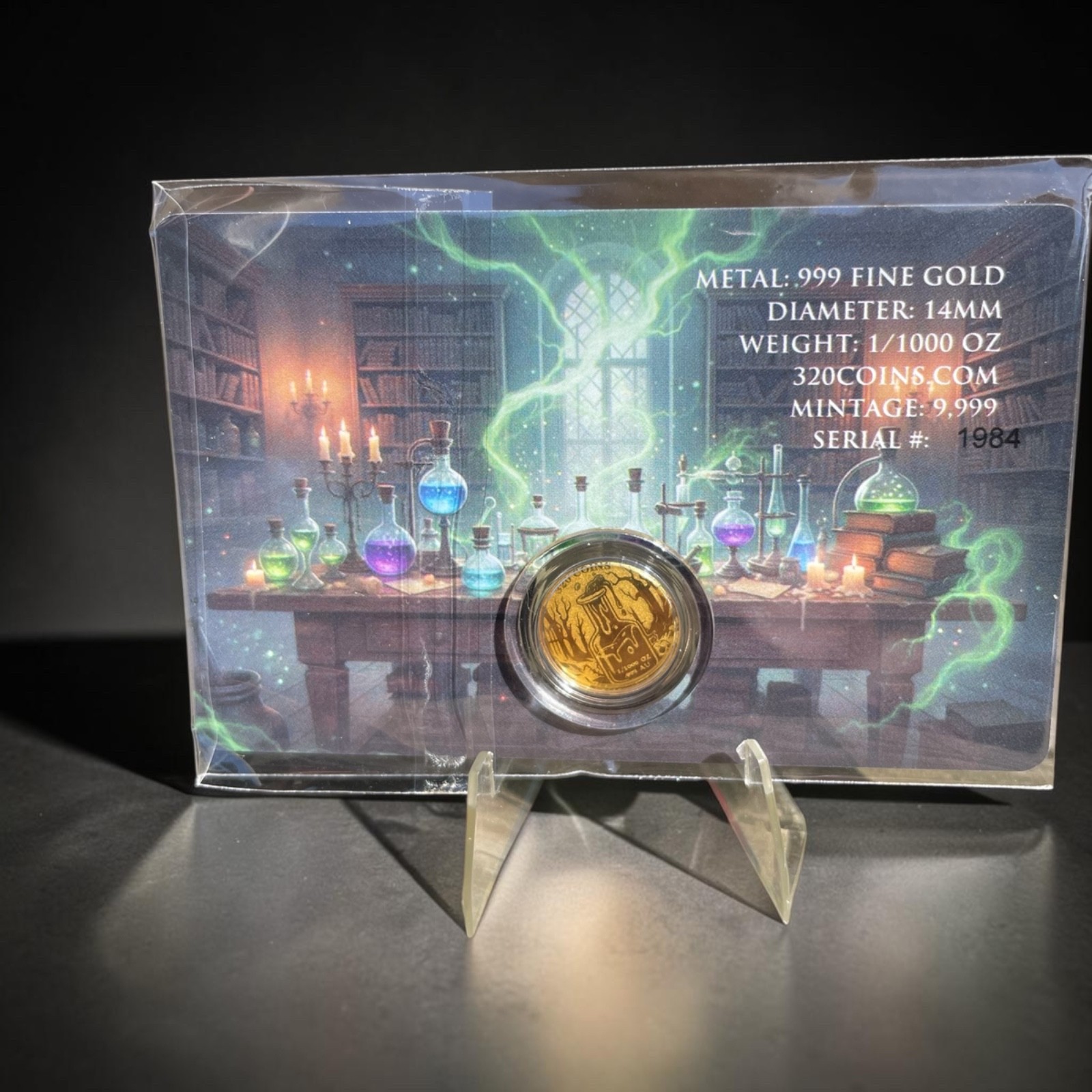 Jekyll & Hyde Gold 1/1000 Oz 999 Fine Round in Card Bullion Limited