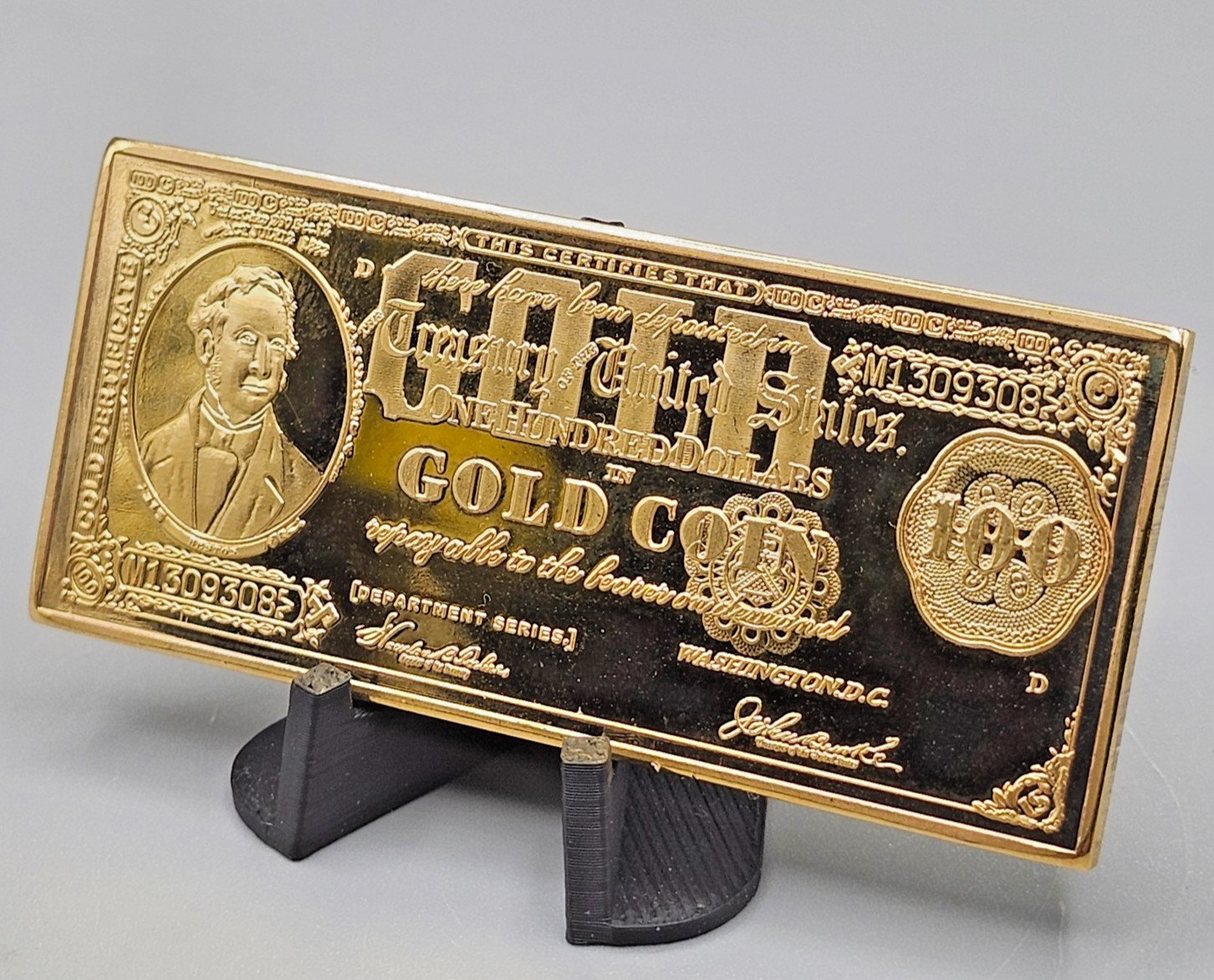 Gold Certificate Style Bullion Bar 1/1000 oz Gold & 1 oz Copper Collectible