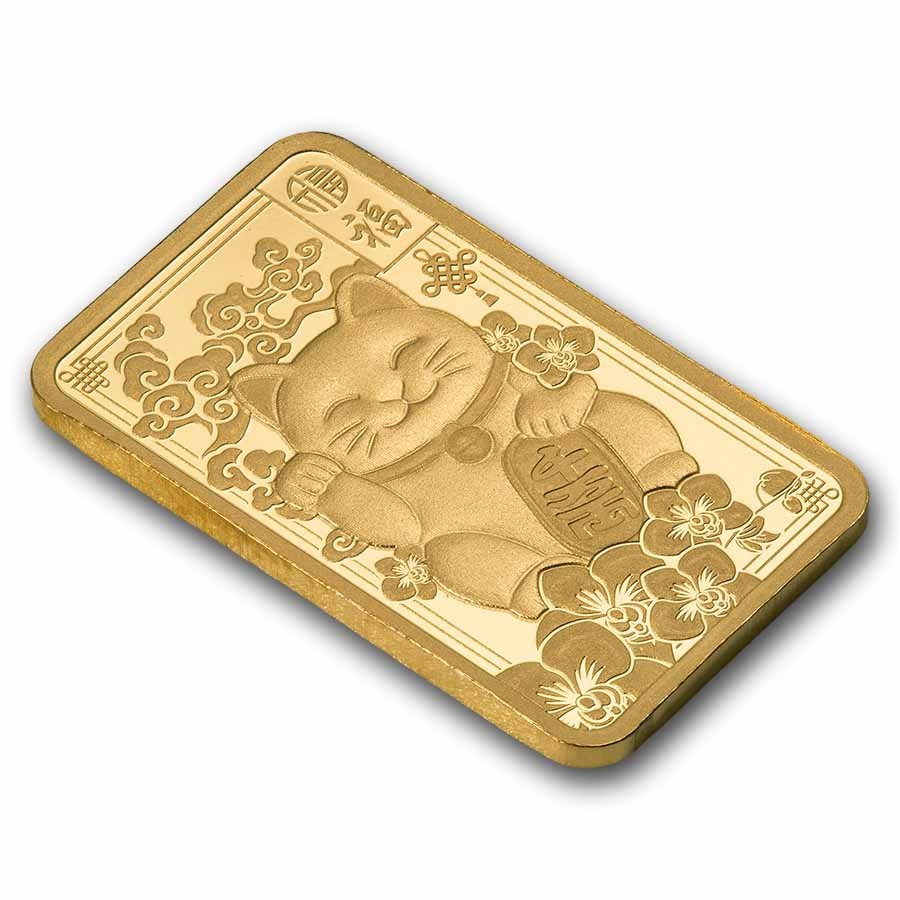 2.5 gram Gold Bar – PAMP Suisse Lucky Cat (In Assay w/ Sleeve)