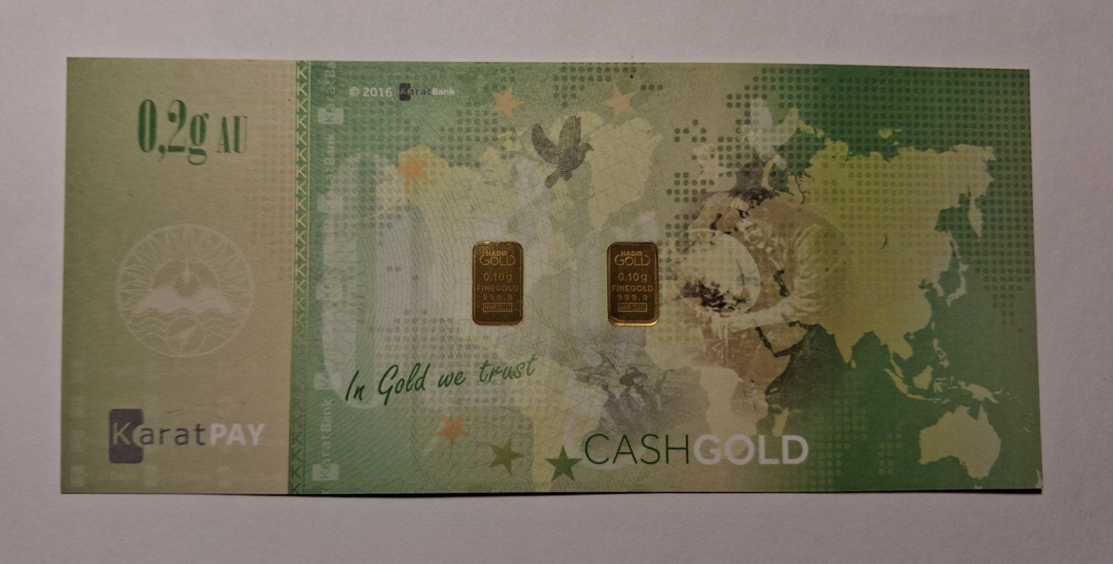 3 – NADIR KARATBARS .2 GRAM .9999 GOLD BILLS CASHGOLD KARATPAY 6 – 1/10 G BARS