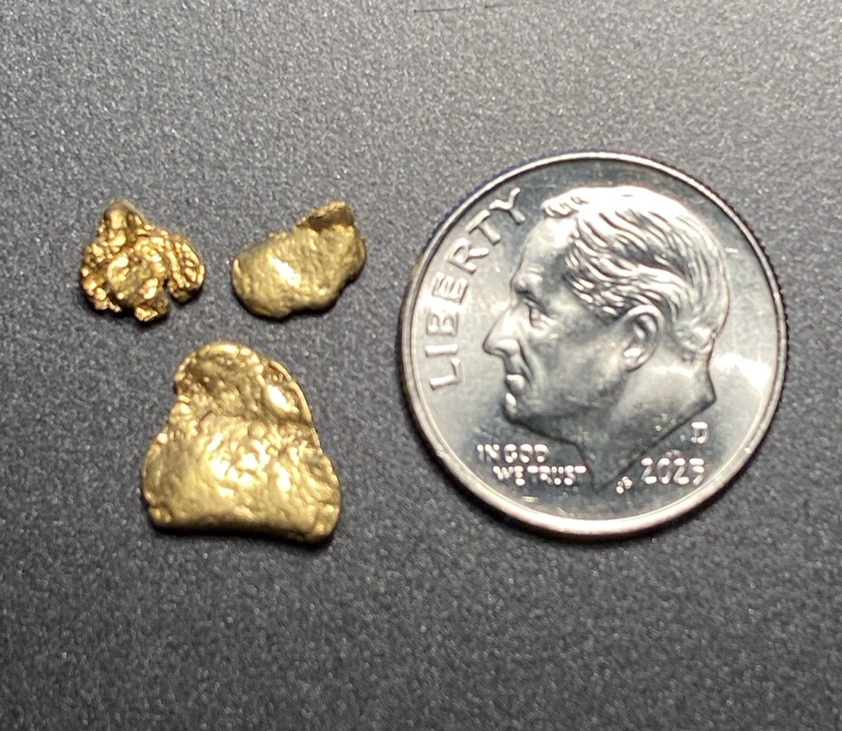 3 Alaskan Gold Nugget 1 Gram Gold Total 22-24K Natural Gold .999 Millennial Era