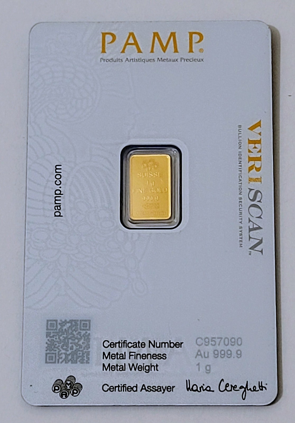 1 Gram Pamp Suisse Gold, 1 Gram P S Platinum, 1 Gram Colorized $100 Silver
