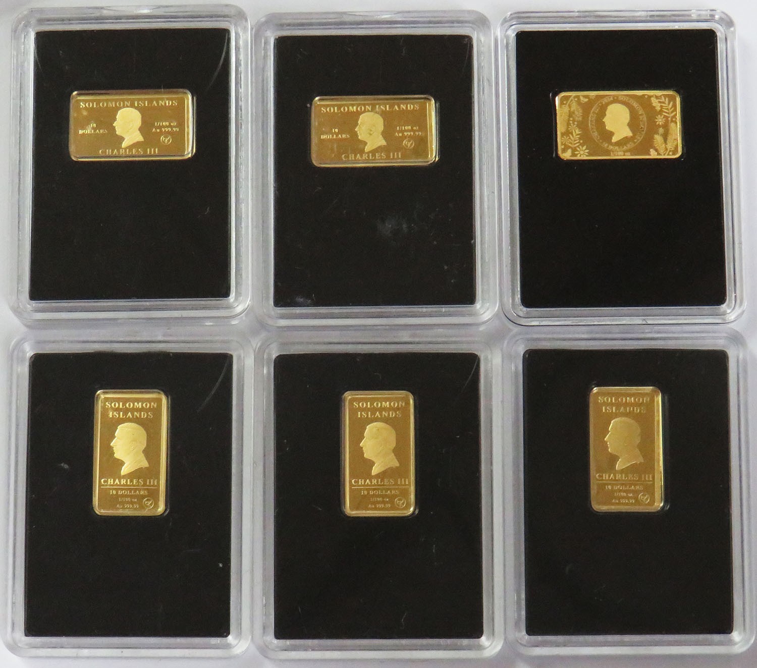 (6) 2024 GOLD SOLOMON ISLANDS 1/100 OZ GOLD .99999 FINE BULLION BAR