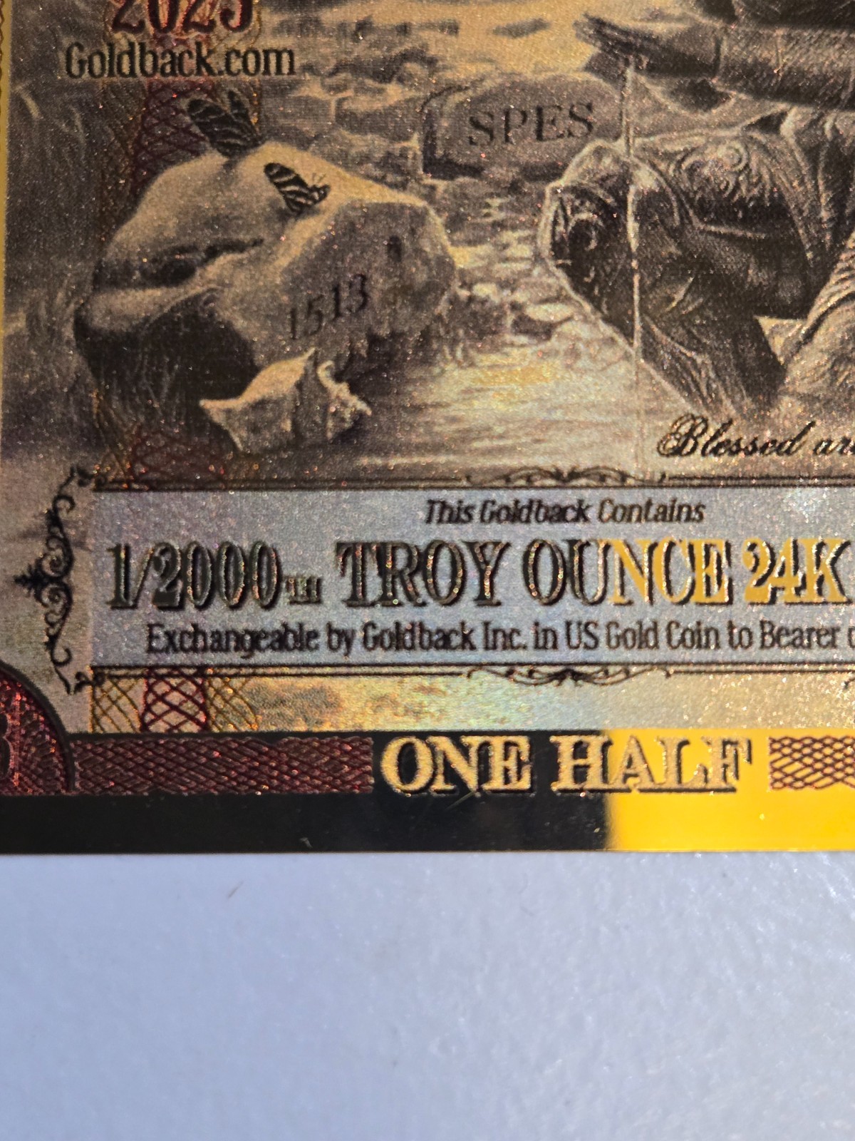 2025 Florida 1/2 Goldback Note – 1/2000 oz 24K Gold – Aurum Bill – BU