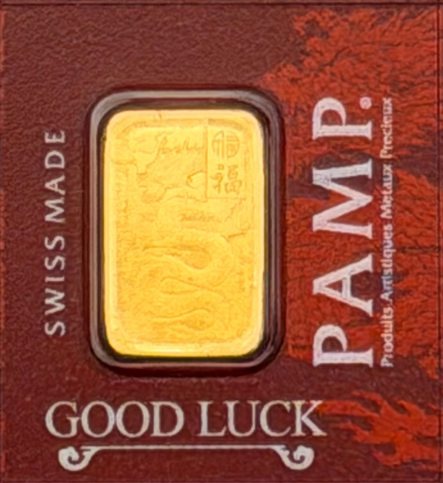 PAMP Dragon 1 Gram Gold Bar Multigram Good Luck Dragon .9999 Fine Bar