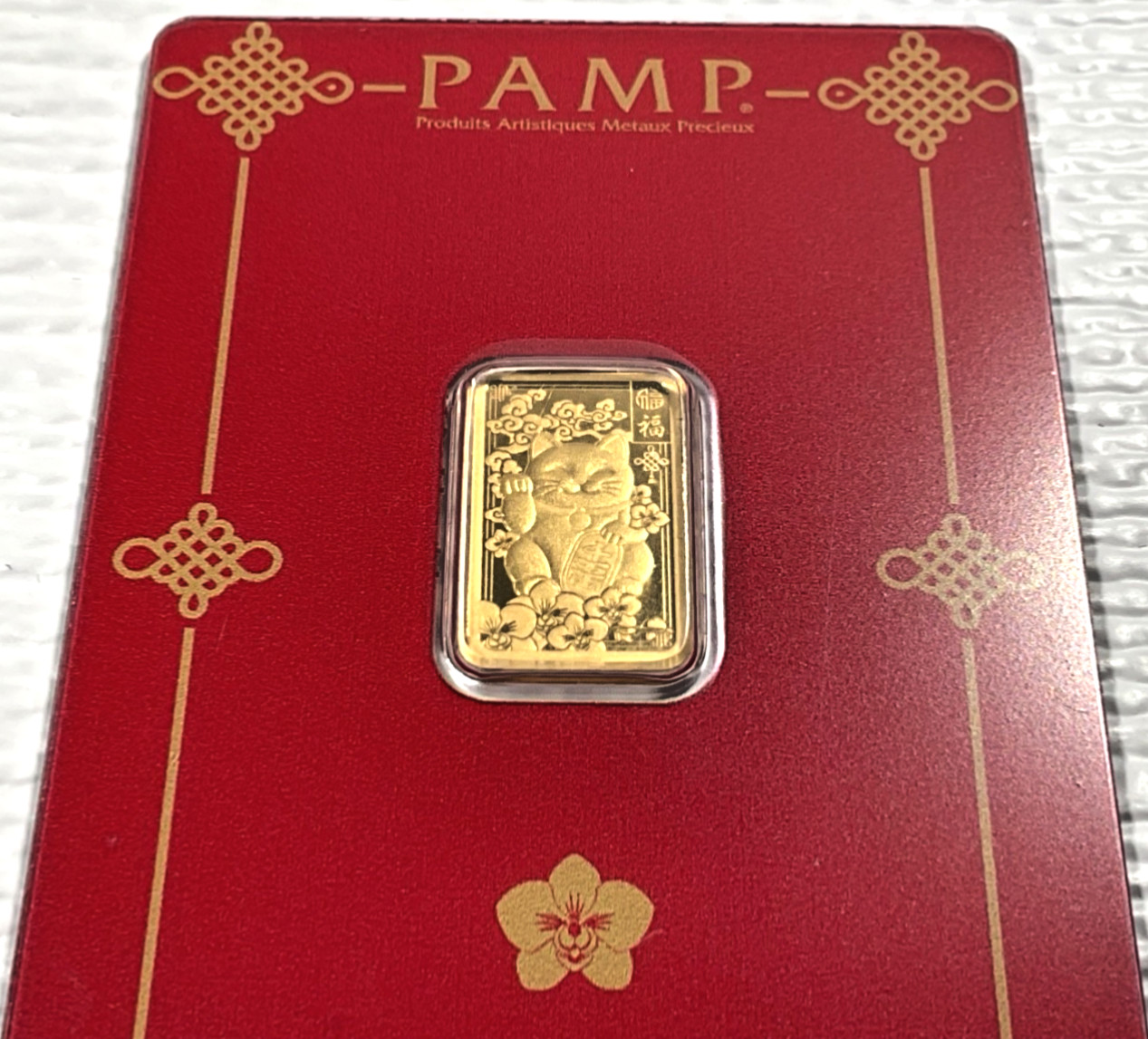 Pamp Suisse Lucky Cat 2.5 Gram .9999 Gold Bar – w/ Assay & Sleeve #4359/18888