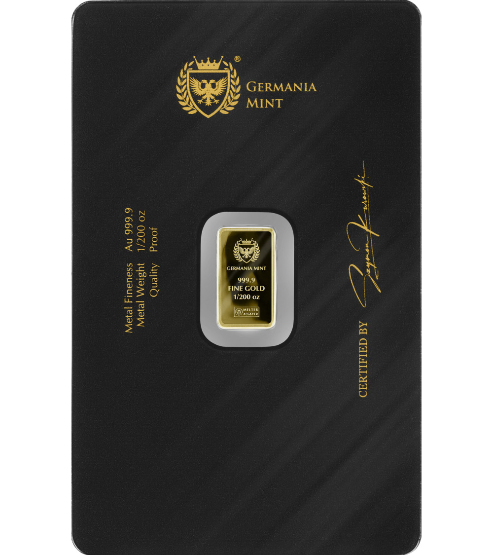 Germania Mint Lady Germania Minted 1/200 oz Gold Bar in Assay Card