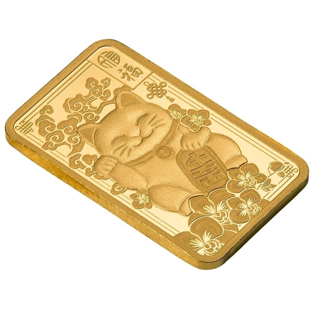 Pamp Suisse Lucky Cat 2.5 Gram Gold Bar – w/ Assay & Sleeve