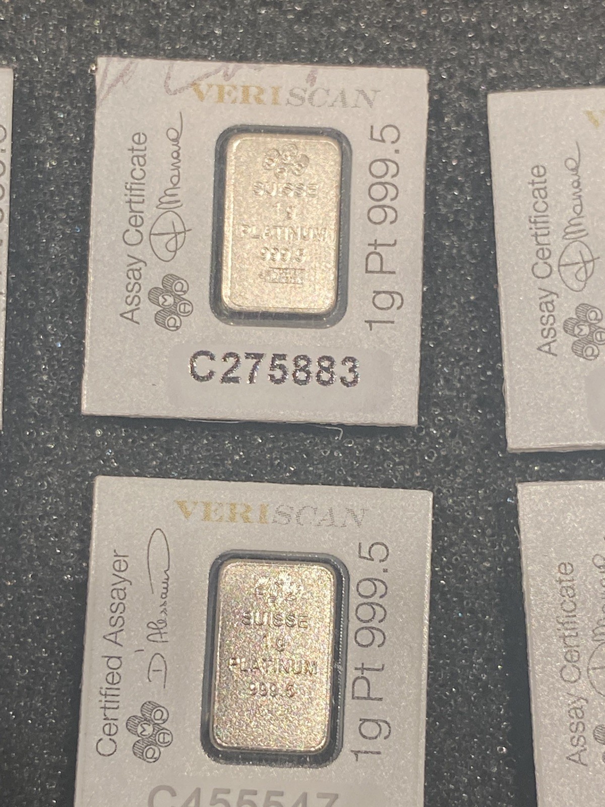 (6) 1g Platinum 999.5 PAMP Suisse SEALED certified bar