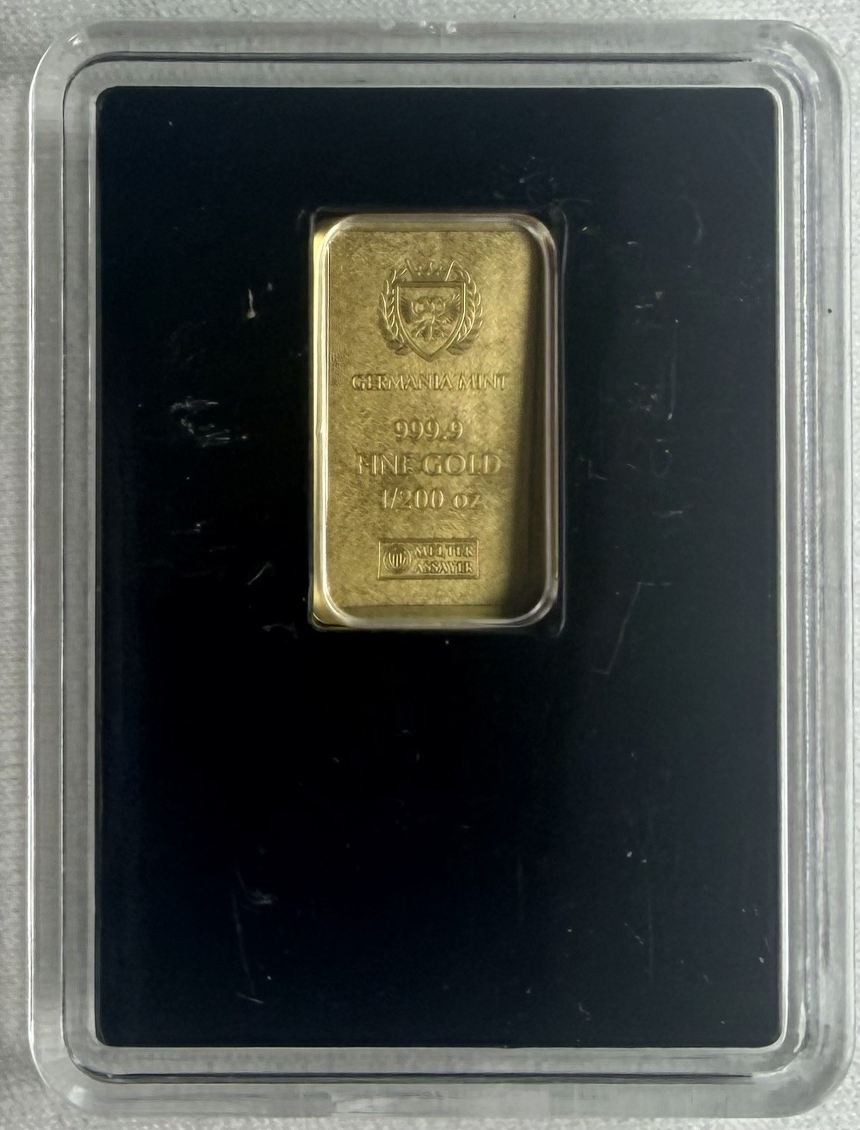 Germania Mint 1/200 oz .9999 Gold Stamped Bar in Capsule