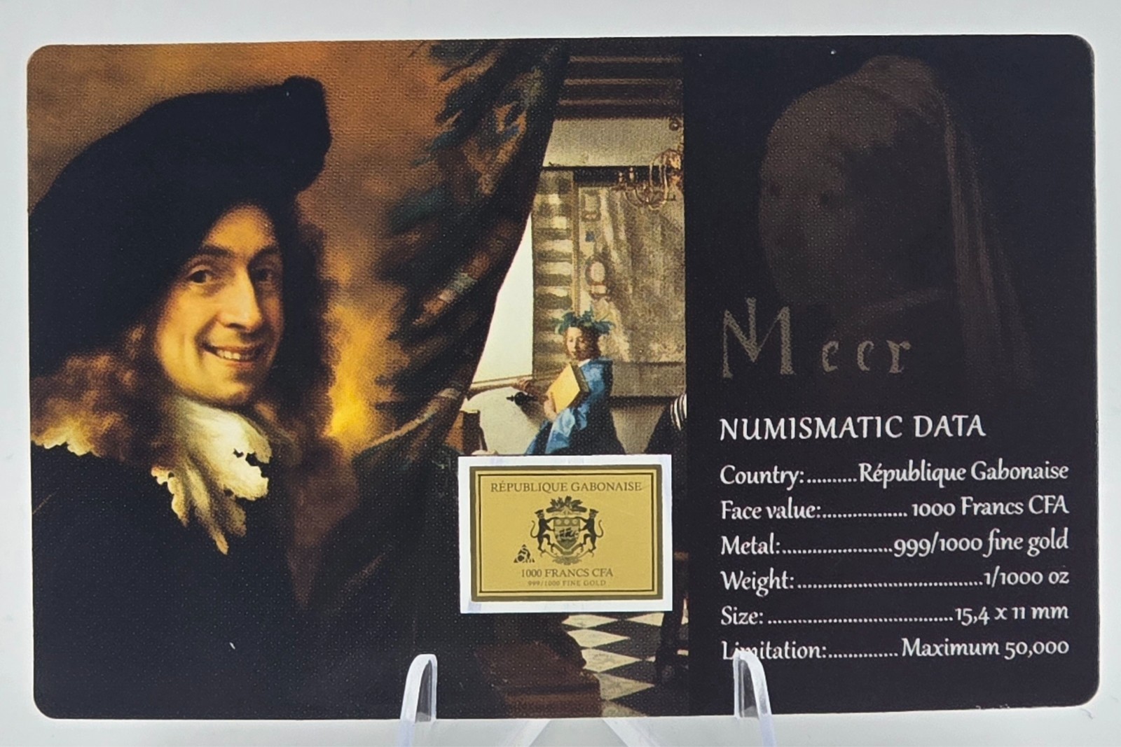 Johannes Vermeer Collage 1/1000 Oz .999 Gold in Coin card