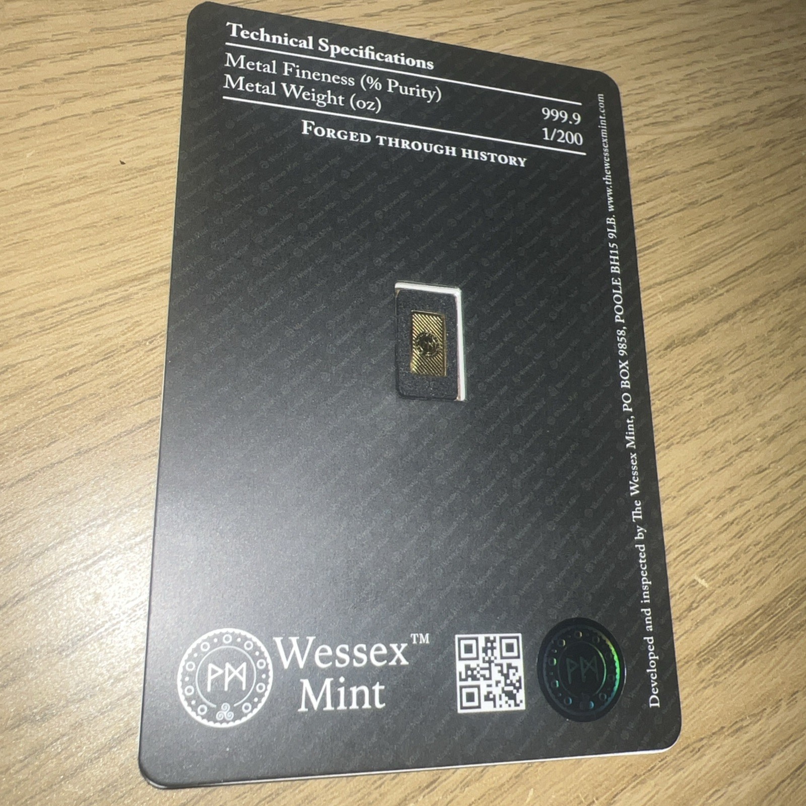 Wessex Mint Panda 1/200oz 999.9 Fine Gold Sealed Bullion Bar