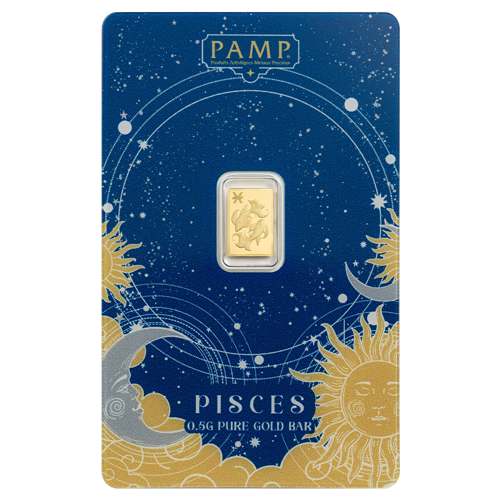 Pamp Suisse Zodiacs 0.5g Gold Bar in Assay Card – Pisces
