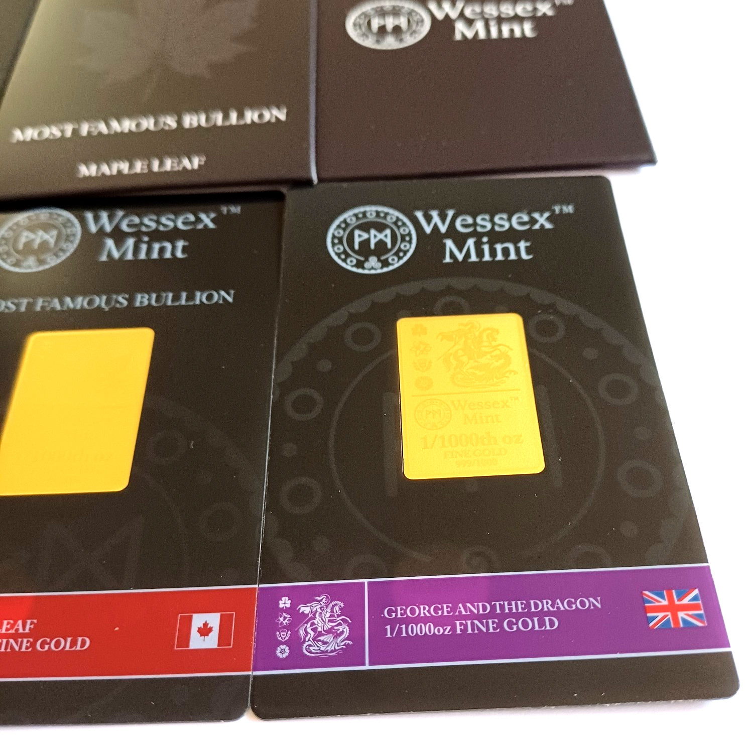 New Wessex Mint 1/1000th oz x 3 Fine Gold Bars Bundle 999.9 24ct RRP 39.99 each