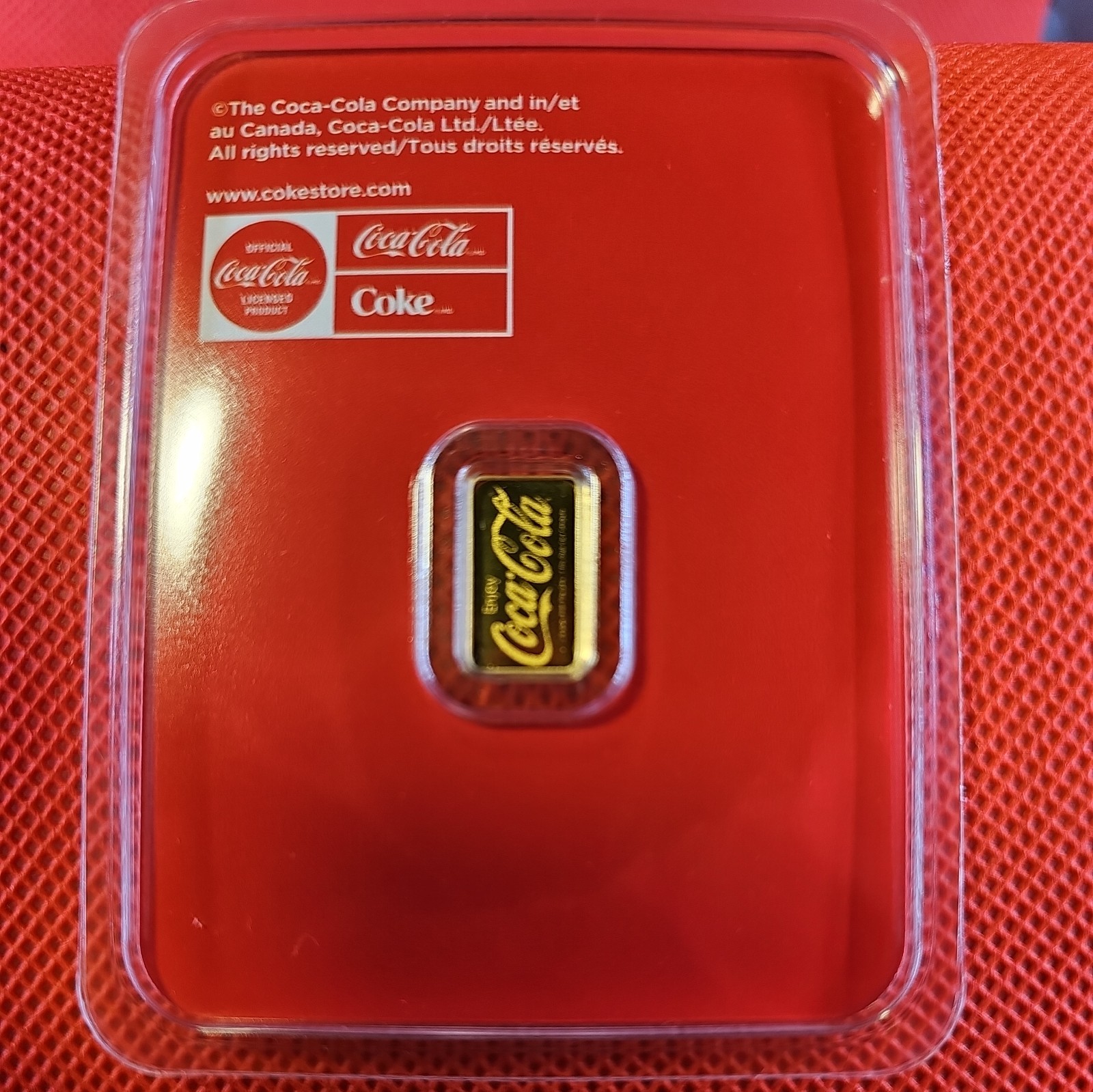 .5 g .9999 Gold Coca-Cola Bar Licensed Collectible