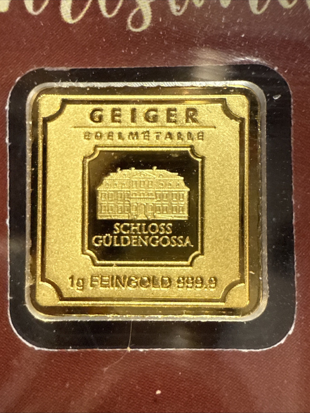 Merry Christmas Geiger In Assay-1 Gram Gold Bar (Only 1,000 Mintage) 999.9 Fine
