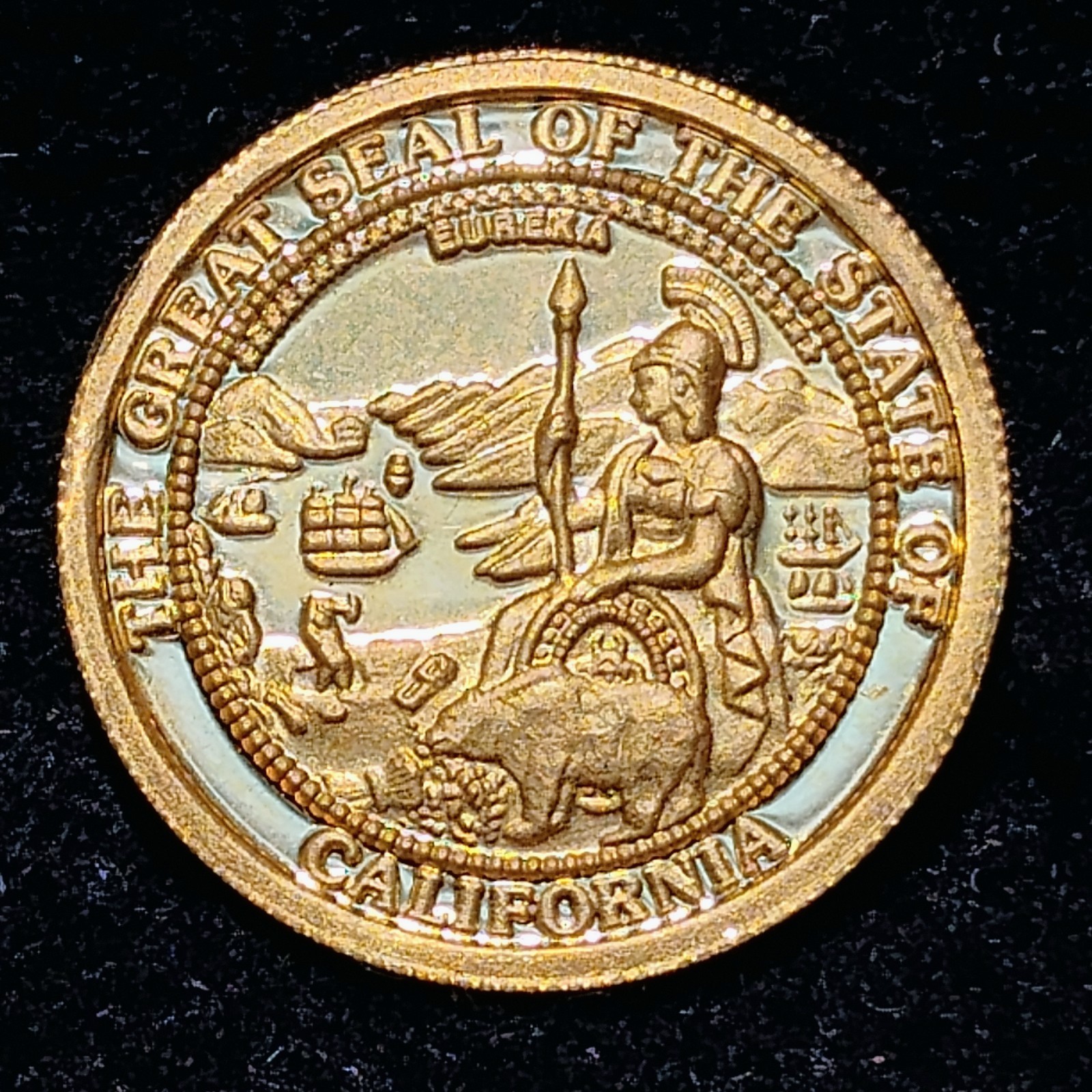 1991 ~ THE GREAT SEAL OF THE STATE OS CALIFORNIA ~ 1/10oz .9999 GOLD ROUND