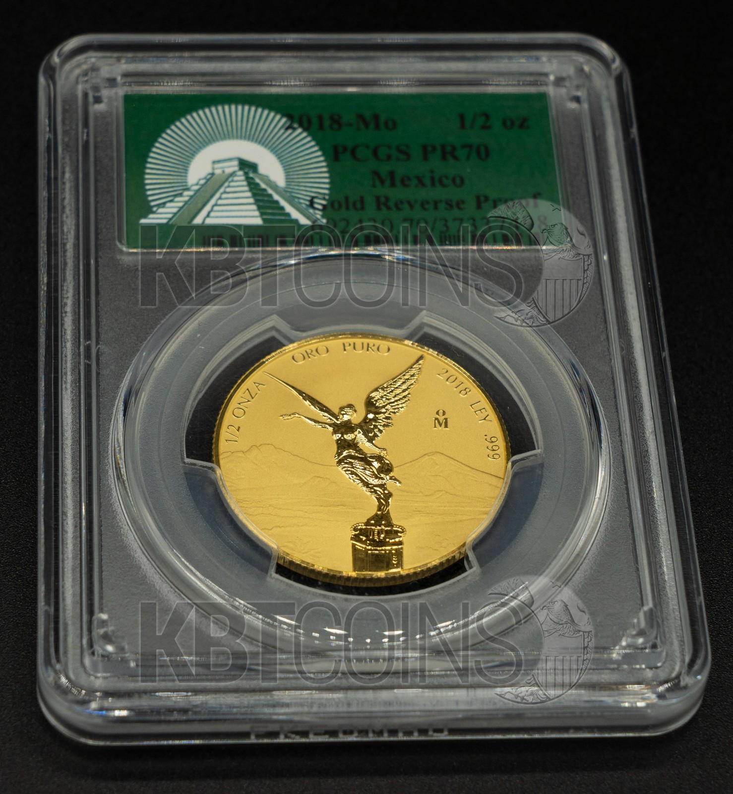 Libertad Mexico-Mo 2018 1/2 OZ Reverse Proof .999 Gold PCGS PR70 COIN