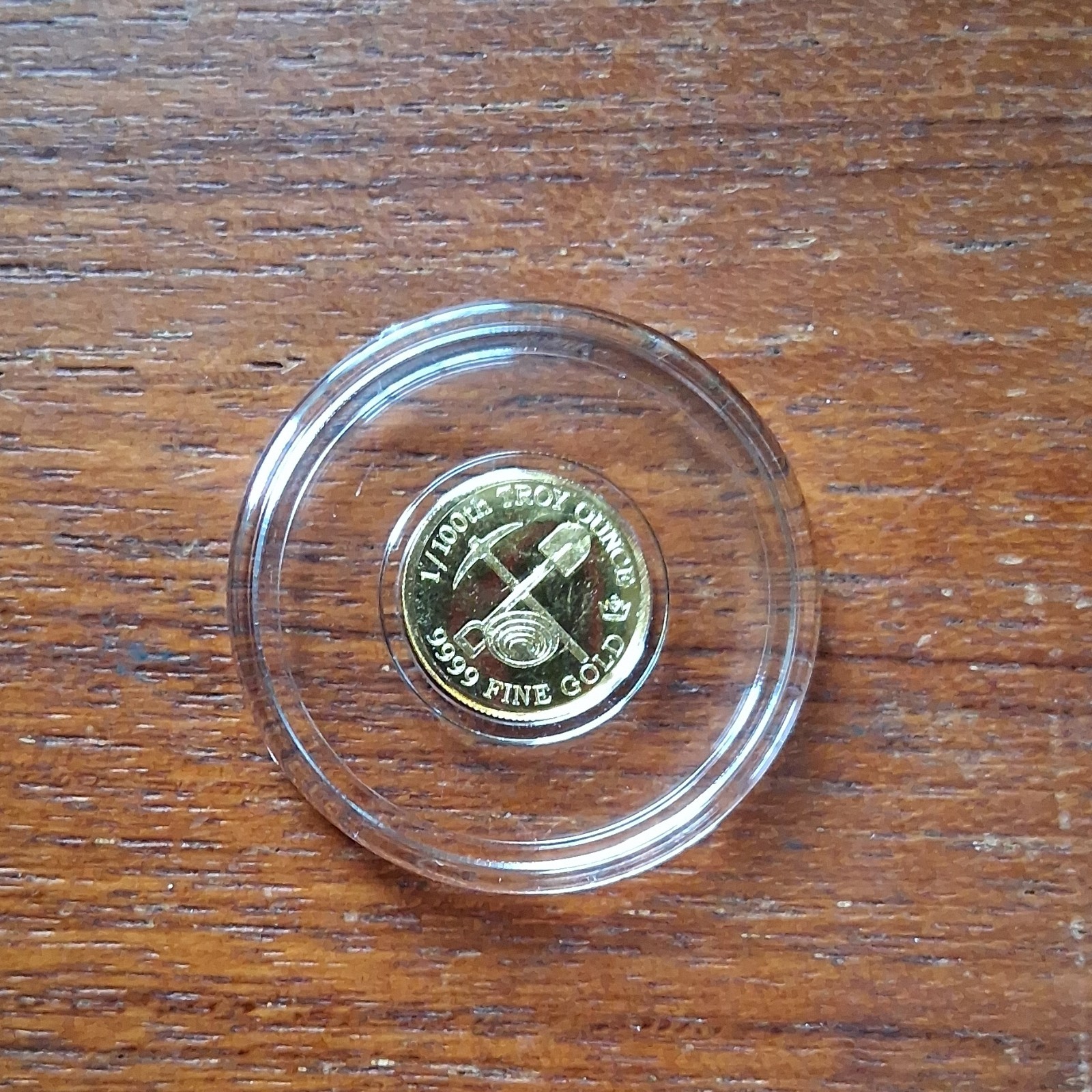 1/100th Troy Ounce .9999 Fine Gold prospector Round In Capsule