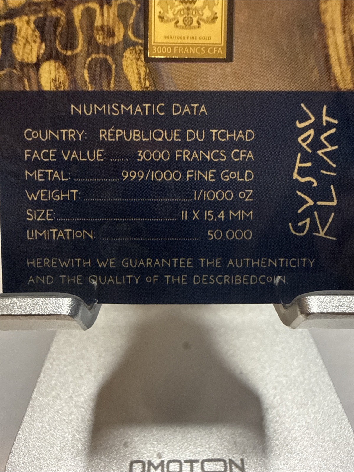 Gustav Klimt Judith and the Head of Holofernes 1/1000 Oz Gold Coin 3000 Francs