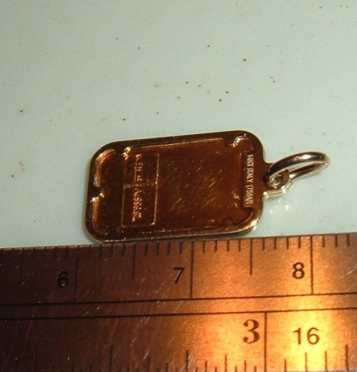 24K STAFANO ORO ITALY 999.9 FINE GOLD BAR 14K GOLD BEZEL CHARM PENDANT 1.51 gram