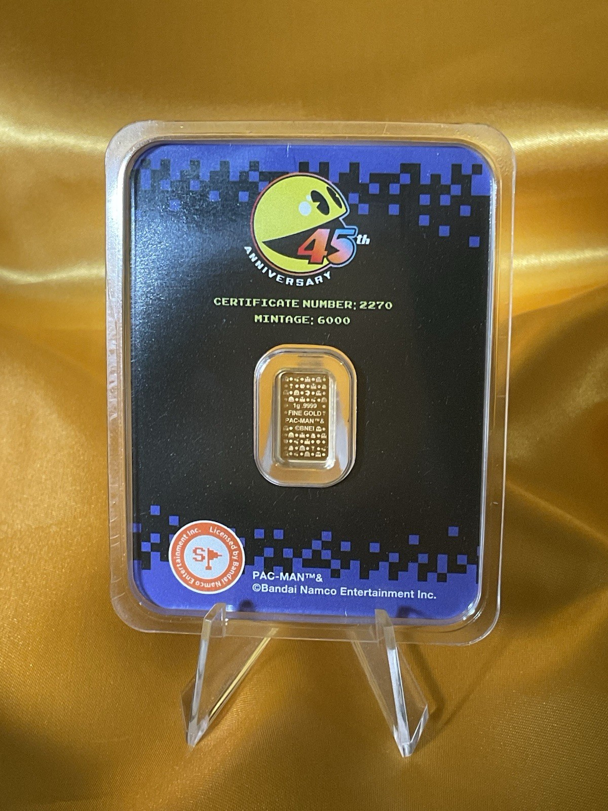 2025 PACMAN 45th ANNIVERSARY 1gr .9999 GOLD BAR IN TEP #2270 limited mintage