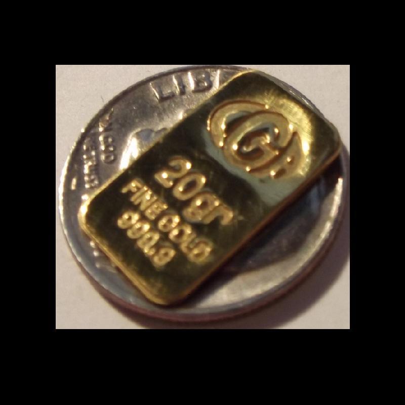 20 GRAlN ( NOT GRAM ) 9999 FINE JUMBO GOLD BULLION CERTIFIED BAR FAST FREE SHIP