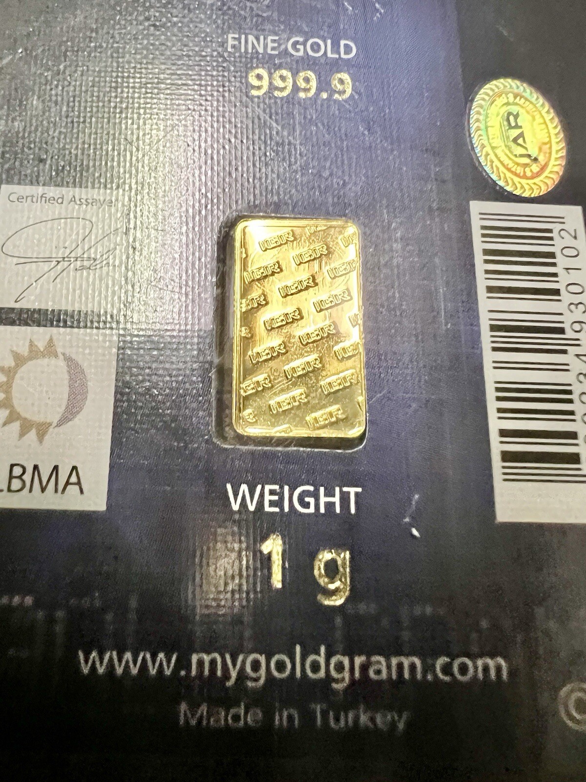 🔥🔥BU GOLD BULLION BARS In Assay 1 & 1/2 gram .9999 Istanbul Gold Refinery