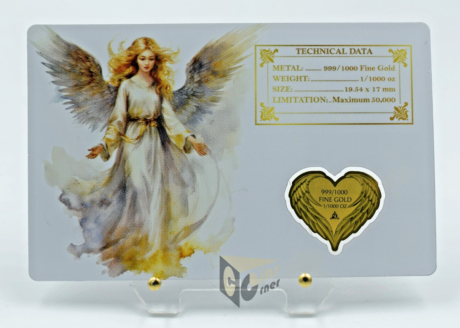 Guardian Angel III 1/1000 Oz 999 Gold Shaped Coin 1000 Francs Gabon