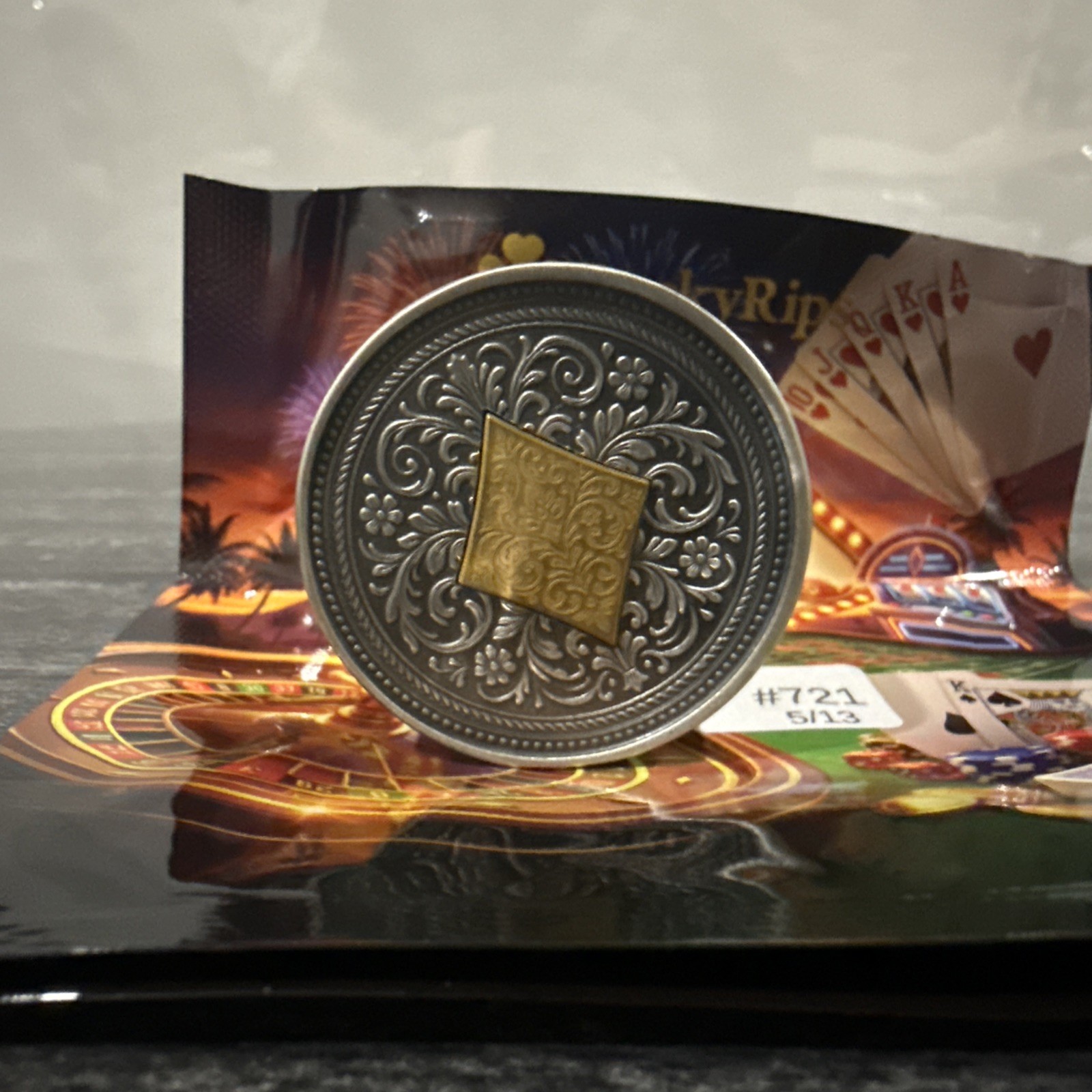 1/10oz Gold 3oz Silver Lucky Rips High Roller Roulette Wheel Diamond #007