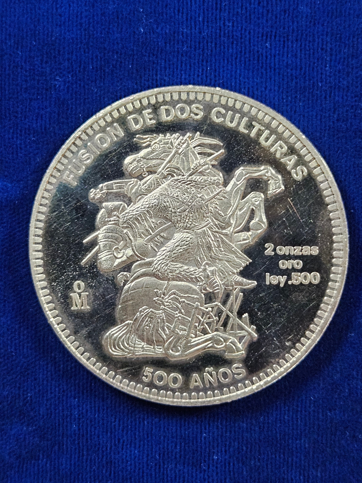 🌟 1992 Mexico 2 oz .500 Gold Medal 500 Anos Fusion Culturas Mexican, 1 oz AGW