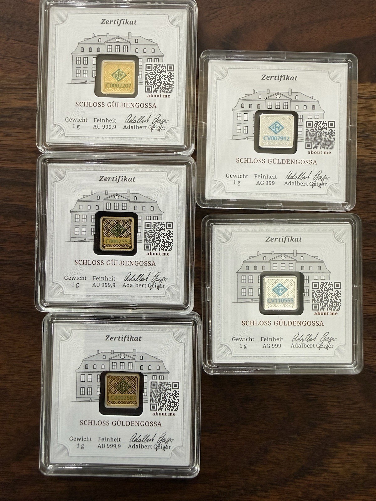 Geiger Edelmetalle Lot 3x 1g Gold 2x 1g Silver In Assay 🔥🔥🔥 STUNNING