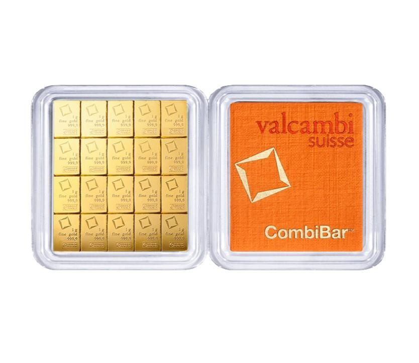 20 x 1 gram Gold Valcambi CombiBar w/ Assay Card .9999 Gold Bullion #A684