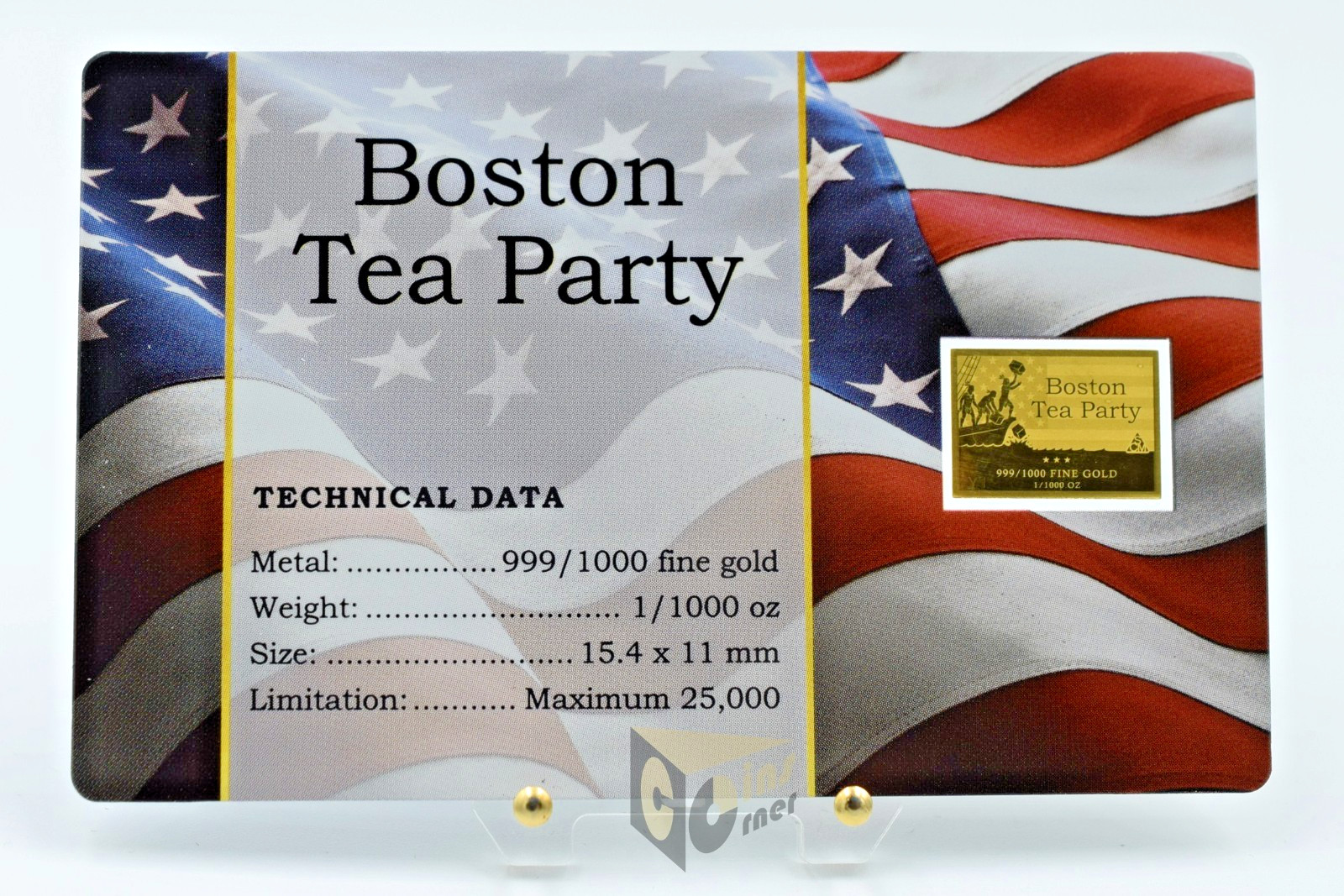 Boston Tea Party America Series 1/1000 Oz 999 Gold Medal