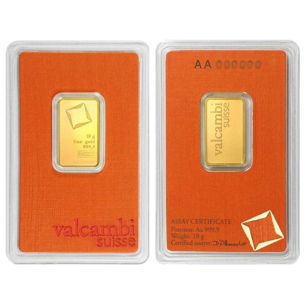 10 Gram Valcambi .9999 Fine Gold Bar in Assay