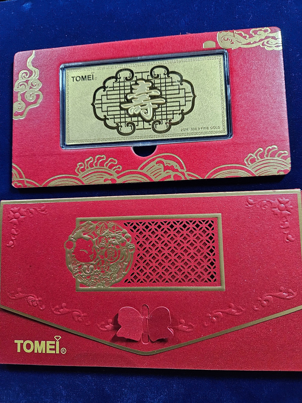 🌟 TOMEI 2 g .9999 GOLD Bar Note w/Chinese New Year Envelope