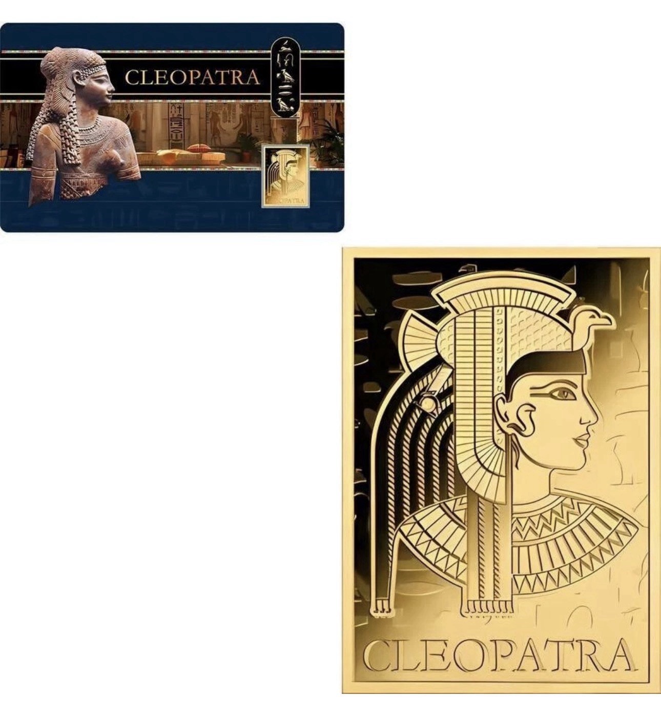 CLEOPATRA 1/1000 Oz .999 Gold in Coin card 3000 Francs Chad 2024