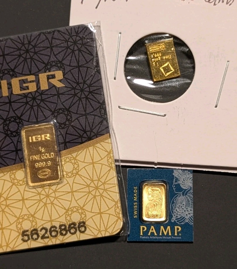 [Lot Of 3] 1g Gold .999 PAMP, IGR, And Valcambi Fractional Gold Bars