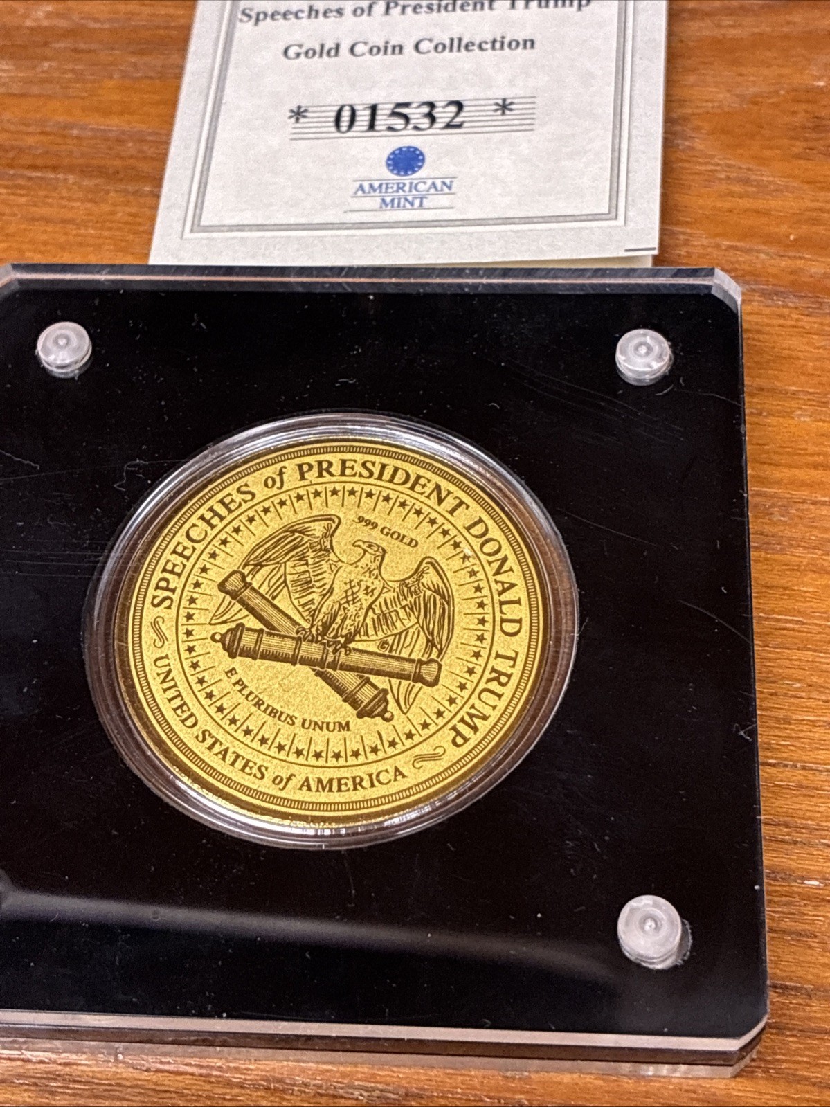 2022 1/200 OZ .999 GOLD AMERICAN MINT DONALD TRUMP W/COA