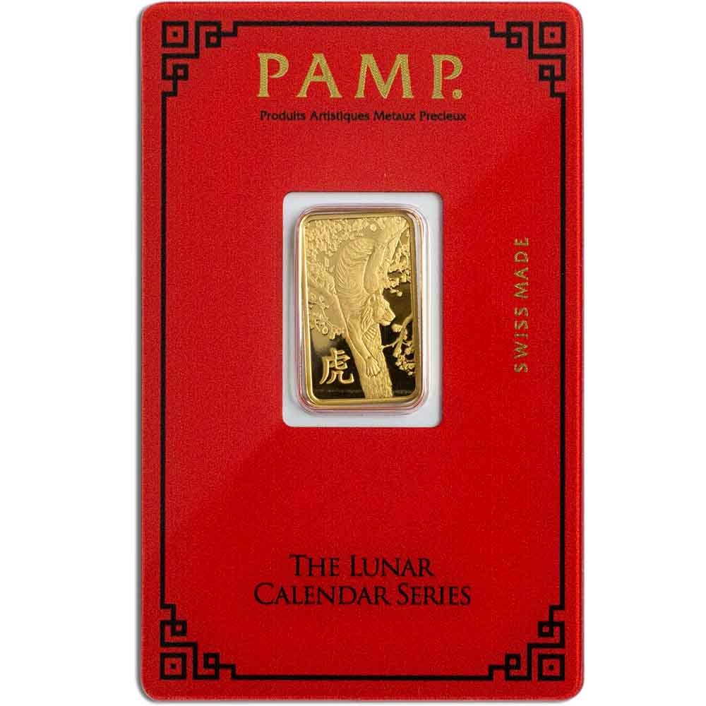 5 Gram PAMP Suisse Lunar Tiger Gold Bar (New w/ Assay)