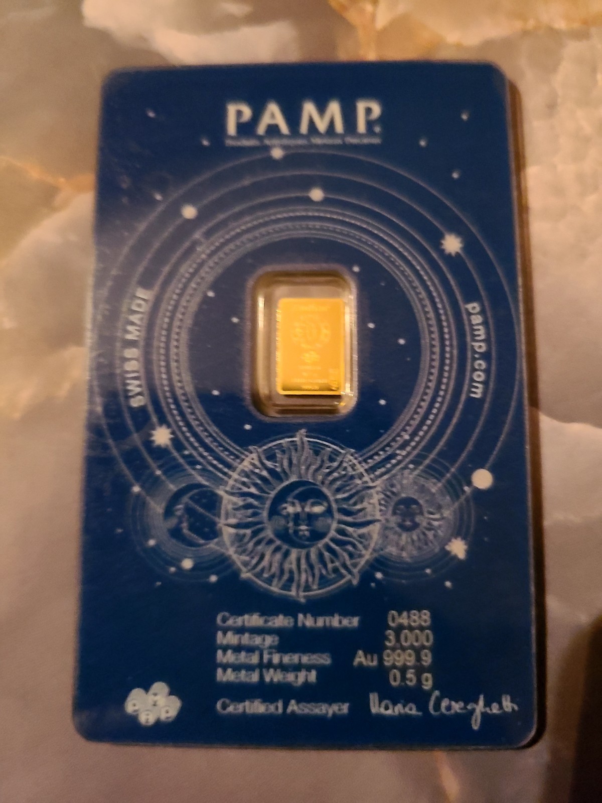 PAMP Suisse 0.5g Gold Bar LEO Zodiac .9999 Fine Limited Mintage 3,000 Assay