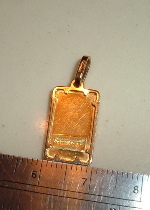 24K ITALPREZIOSI ITALY 999.9 FINE GOLD BAR 14K GOLD BEZEL CHARM PENDANT 1.81G