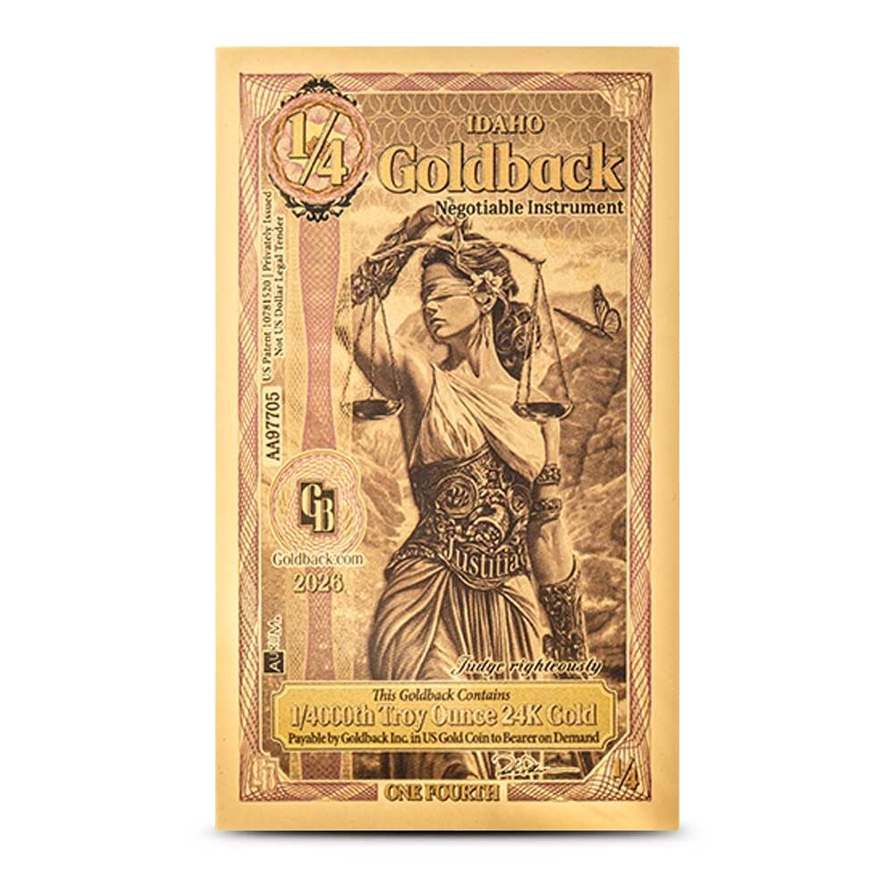 1/4 Idaho Goldback Gold Note (100 Pack, New)