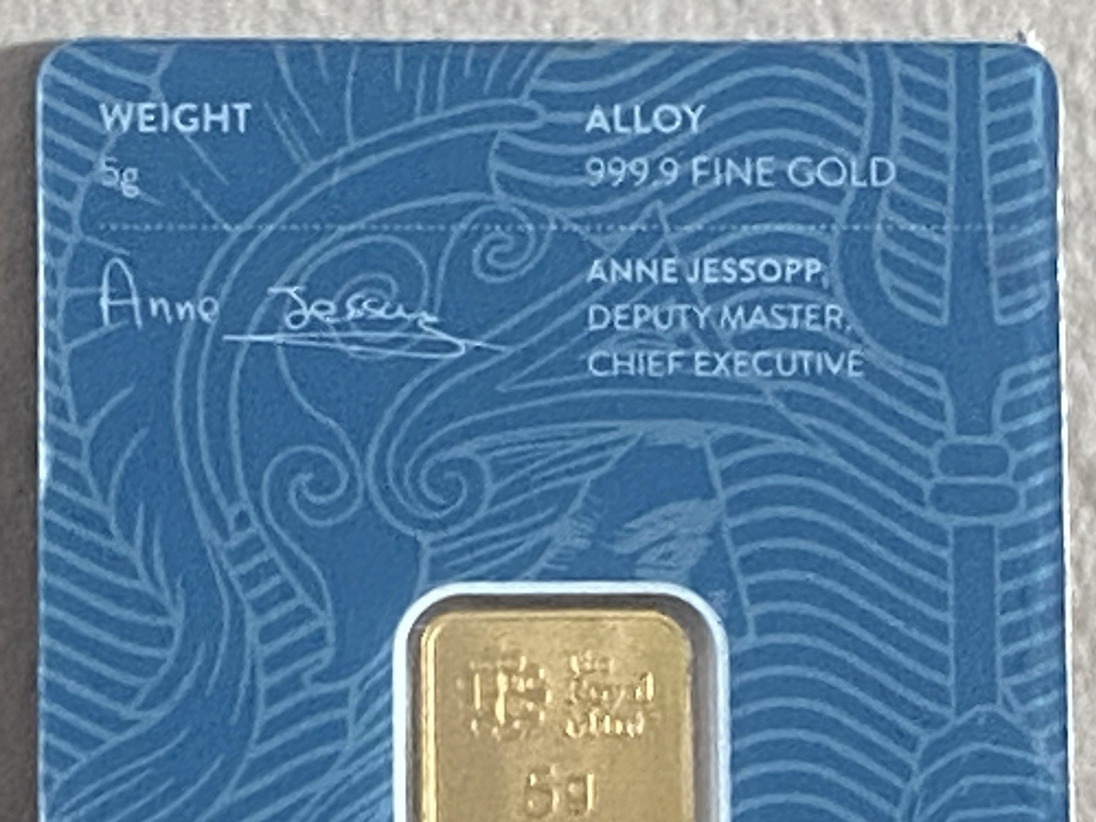 The Royal Mint Britannia 5g Gold Bar 999.9 Fine Gold Bullion Bar In Assay Card