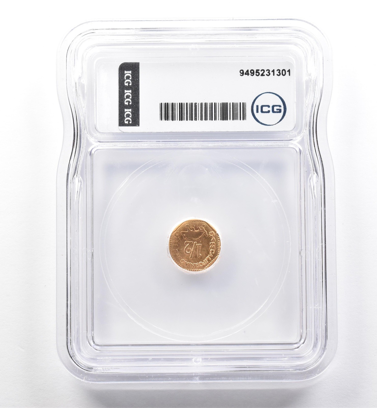 (1855) California Fractional Gold Token Indian Head 1/2 Dollar MS62 ICG *7442