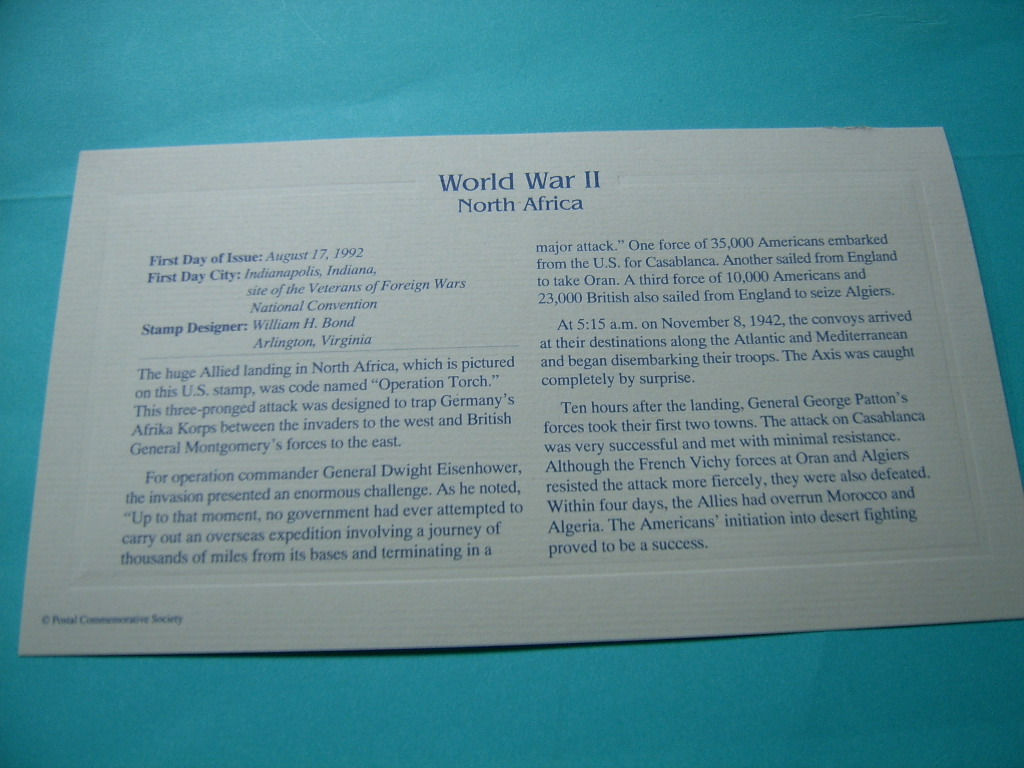 ALLIES LAND IN NORTH AFRICA TANK 1942 WORLD WAR II 22KT GOLD STAMP COMMEM #8
