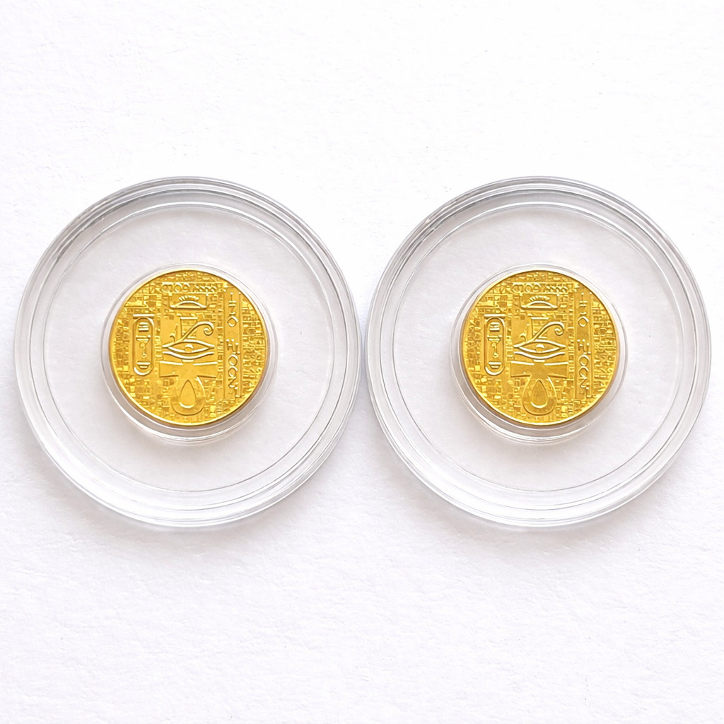 Lot of 2 – 1/200 oz .9999 Pure Gold Egyptian Scarab Round 24K Fine Gold Bullion