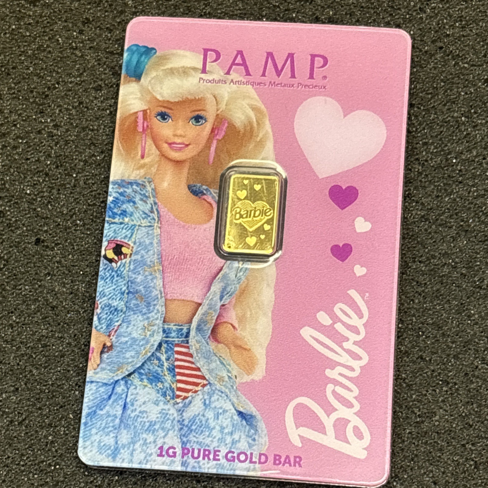 PAMP Suisse Barbie™ 1 Gram .9999 Fine Gold Bar With Sleeve- 5,000 Only